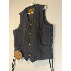 Milwaukee Performance Vest Mens XL Black Denim Vest w/ Conceal Carry Gun Pocket